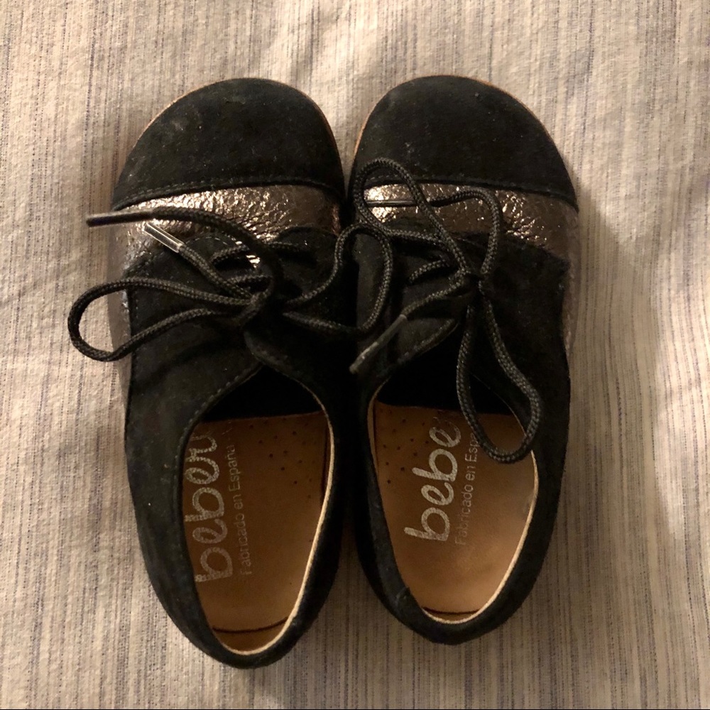 Beberlis Black Suede Toddler Dress Shoes